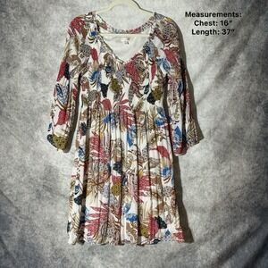 Spense Boho Fairy Paisley‎ Patchwork Peasant Dress Size 8 Flowy Midi Bell Sleeve